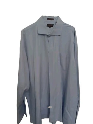 Bruno Conte Button Down Shirt Dress French Cuff Blue Mens’s Sz 19 36/37 Wedding  - Image 1 of 4