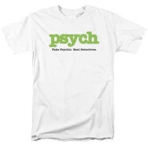 Psych Title T Shirt Mens Licensed Classic TV Show Gus Shawn Tee White - Picture 1 of 2