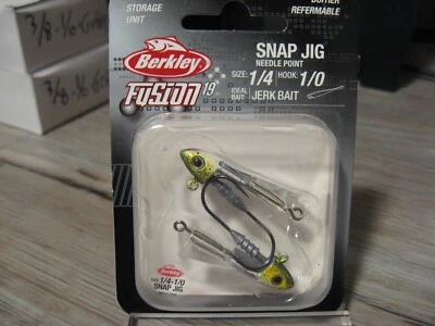 2 cabezas de cebo Berkley Fusion Snap Jigs Jerk 1/0 gancho de pescado - 1/4 OZ gobio Foto 1 de 4