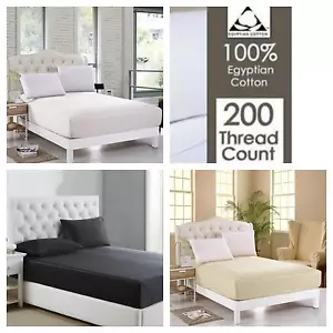 NEW 100% Egyptian Cotton 200 Thread Count Extra Deep Fitted Sheets Pillow Cases - Picture 1 of 4