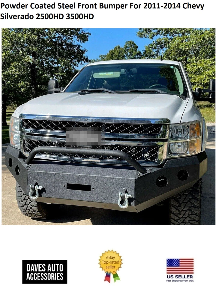 Steel Face Bumper For 2011-2014 Chevy Silverado 2500HD 3500HD Powder Coated - Image 1 of 4