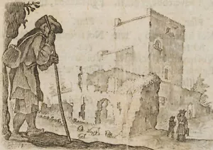 Secondo CALLOT (*1592), Pastore davanti alle rovine, Capricci, 1622 circa, ruota. Barocco 1600-1649 - Foto 1 di 4