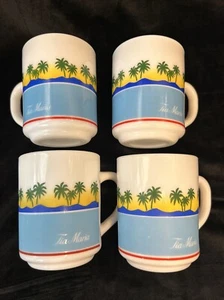 Vintage 1980's Arcopal France Tia Maria 8 oz Milk Glass Coffee Mug Set Of 4 - Picture 1 of 13