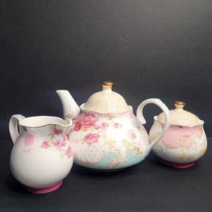 AWHOME Teekanne Set Bone China Blumen Zucker Milchkännchen Vintage Mutter Tochter Tee - Bild 1 von 23