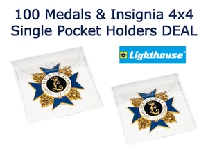 100 Single Pocket Holders 4x4 For Medals Insignia Ornaments Safe Pouches 2 Packs - Picture 1 of 3