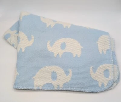 Manta reversible para bebé Pottery Barn Kids elefante azul 30" X 40" Foto 1 de 4