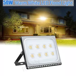 50W LED Flood Light Warm White Outdoor Spotlight Garden Yard Lamp Fixtures - Picture 1 of 7