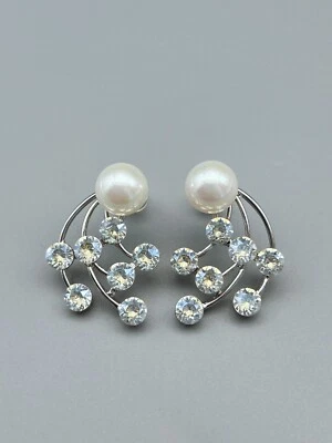 Sternenbahn Ohrringe mit Swarovski® Perle & Kristall  Damen Geschenk Neu - Bild 1 von 4