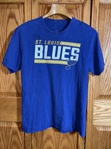 St Louis Blues Tshirt Mens Large Blue Short Sleeve NHL Hockey Sports Signed By ? - Picture 1 of 11