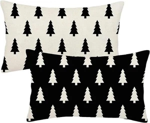 Christmas Linen Square Throw Pillow Case Cushion Cover 12" x 20" - Picture 1 of 2