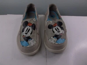 Scarpe slip on Crocs donna taglia 6 Minnie Mouse Disney tela marrone usate in ottime condizioni - Foto 1 di 6