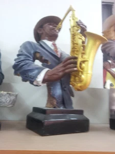 Músico Sax 50 CM Resina Para Casa Barra Restaurante Trattoria Music Arte - Imagen 1 de 1