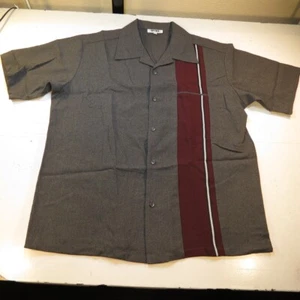 CAMICIA ANTERIORE NUOVA VINTAGE ANNI '90 SPIKE RETRO CASINO BOWLING BOTTONE DA UOMO XL grigia - Foto 1 di 4