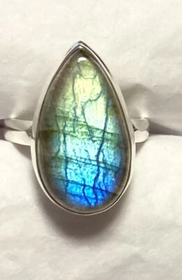 Impresionante Anillo Labradorita Plata de Ley 925 Talla 7.25🌹 Foto 1 de 4