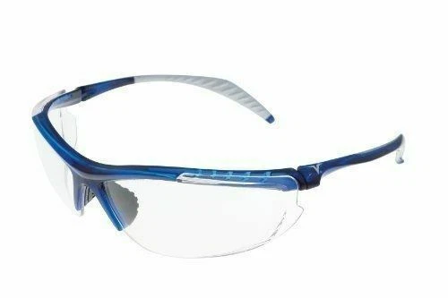 Safety Glasses Clear Lens Translucent Blue Frame ENCON Wraparound Veratti 307