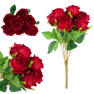 STRAUß AUS ROTEN VELOURS-ROSEN, WIE WOHNEN SIE SCHÖN IN EINEM ECHTEN STRAUß - Bild 1 von 8