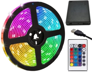 Tiras De Luces Led Con Bateria, 6.5 Pies / 2M Tira De Luces Led Rgb Smd5050 - Picture 1 of 12
