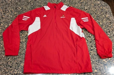 Player Issued University Of Louisville Adidas Pullover Q Zip Jacket Red Scorch M - Image 1 of 4