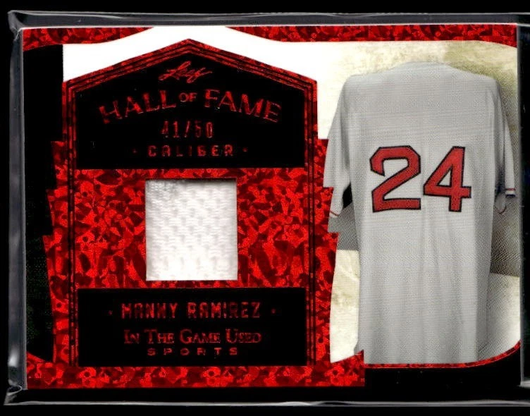 L33,209 - 2022 Leaf Hall of Fame Relic Red #HC13 Manny Ramirez /50 - Image 1 of 2