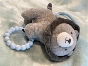 Carter’s Gray Lion Plush 9" Toy Rattle Blue Teether Stroller Car Seat - Picture 1 of 6