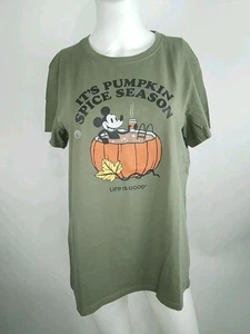 Life is Good Women S/S Crusher Tee Pumpkin Spice Season Green Large 147058-A - Picture 1 of 11