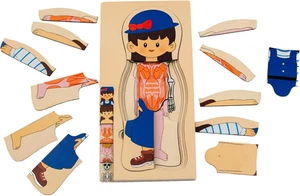 My Body Puzzle for Toddlers Kids Girls Montessori Wooden Anatomy Puzzle Play Set - Picture 1 of 12