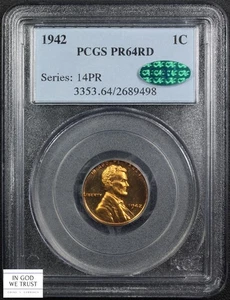1942 Proof Red Lincoln Wheat Copper Cent 1C PCGS PR 64 RD CAC - Picture 1 of 7