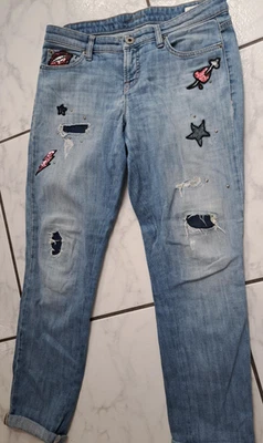 CAMBIO ausgefallene Jeans mit Pailletten-Patches und Perlenstickerei Gr. 36 - Bild 1 von 4