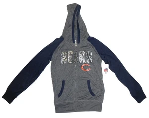 NFL Chicago Bears Gray Polyester Hoodie Metallic Letters Youth Girls XL 14/16 - Picture 1 of 3