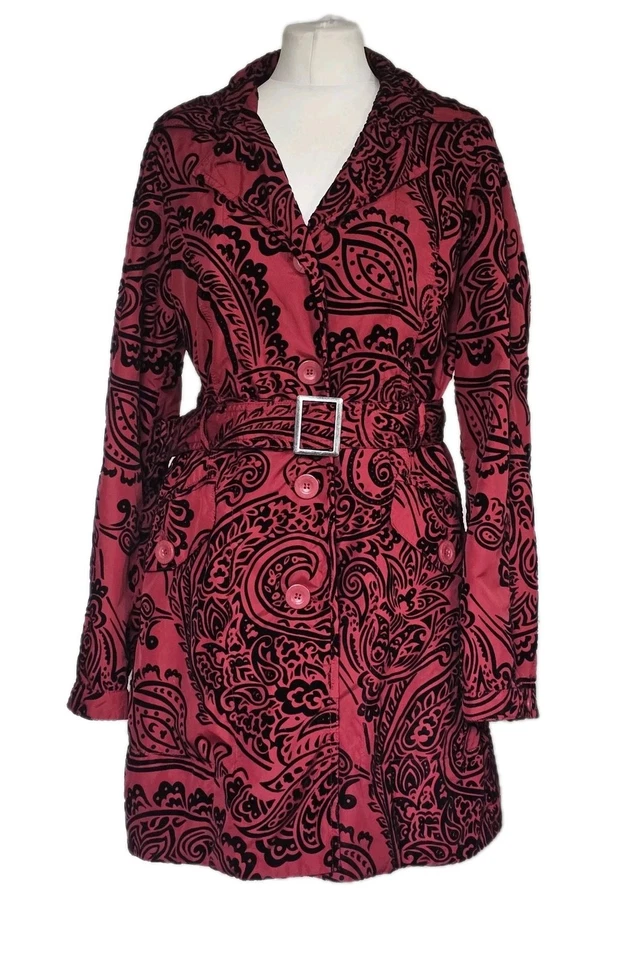 Abrigo Desigual Mujer Talla 40 Rojo Negro Poliéster Terciopelo Estampado Floral... Foto 1 de 4