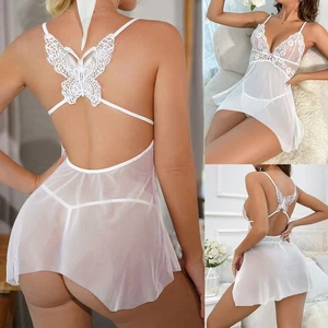 Sexy Lencería Para Mujer Luna de Miel Prendas para Dormir Encaje Babydoll Vestido Prendas para dormir Tanga - Imagen 1 de 18
