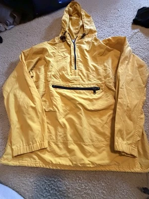 LL Bean Vintage Made In USA Yellow Windbreaker Anorak Parka Hood Women’s Medium - Image 1 of 4