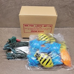 Vtg 1989 Lillian Vernon Tropical Fish Light String Set 10 Lights NOS Tested - Picture 1 of 5