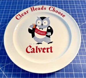 Vintage Calvert Whiskey Owl Bar Liquor Lounge Plate "Clear Heads Choose" Ceramic - Picture 1 of 4