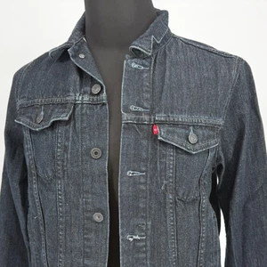 Levi's Denim Trucker Jean Jacket Dark Wash Button Front Long Sleeve Women's - Picture 1 of 5