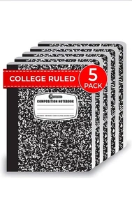 Rosmonde - 5 Pack College Ruled Hard Cover Composition Notebook , 200 Pages - Picture 1 of 3