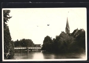 Rottenburg /Neckar, Uferpartie mit Brücke, Ansichtskarte - Imagen 1 de 2
