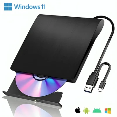 USB External DVD CD Hard Disc Burner Player Reader Optical Drive for PC Laptop - Image 1 of 4