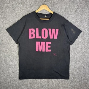 Vintage Fashion Victim Shirt Mens XL Black 90s Funny Skate Blow Me Then Leave - Picture 1 of 8