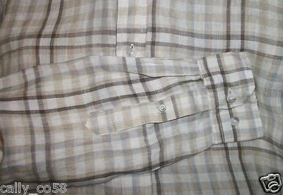 Report Collection RC men's beige collar button casual 100% linen dress shirt $98 - Image 1 of 4