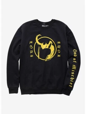 Marvel Loki God of Mischief Helmet Crewneck Sweater Black Size XL - Image 1 of 4