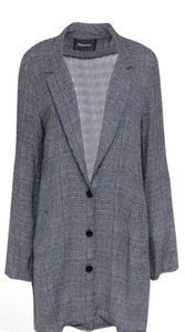 Reformation Black & White Glen Plaid Blazer Button-Up Longline Blazer Size 2 - Bild 1 von 13
