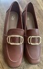 Ny&C NEW Womens Work Shoes Ramira 7.5 Brown Gold Buckle New/Sticker