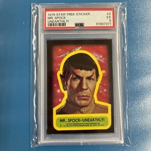 MR. SPOCK UNEARTHLY! 1976 Star Trek Sticker #2 PSA 5 *Fresh Slab* - Picture 1 of 3