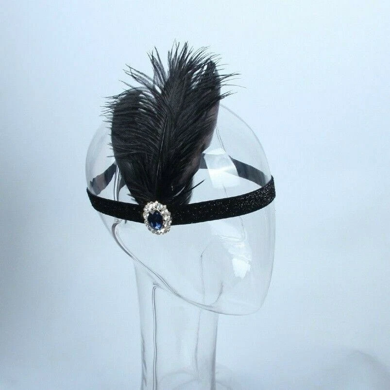1920s Headpiece Feather Flapper Headband Great Gatsby Headdress Vintage Prom - Изображение 1 из 1
