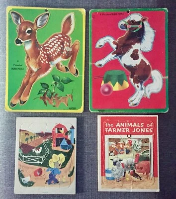 4 Vintage Childrens Playskool Artcraft Saalfield Puzzles Farm Animals Playschool - Image 1 of 4