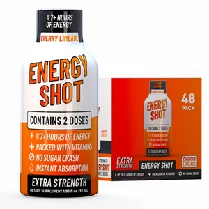 (48 Pack) GAQ Energy Shots, Cherry Limeade, Energy Lasts Up to 7+ Hours - Picture 1 of 9