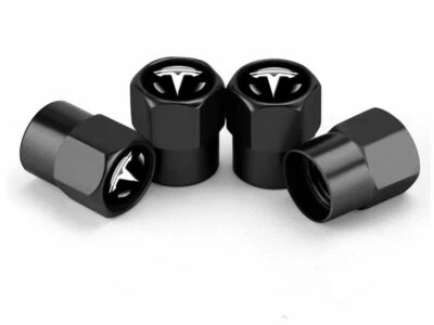 4x Black Hex Metal Alloy Tire Air Valve Stem Cap Fits Most Tesla Cars & SUVs Foto 1 de 2
