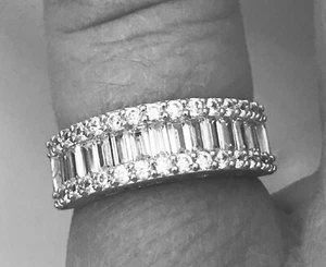 2.87ct Baguette Moissanite Wedding Band – Solid 14K White Gold - Picture 1 of 10