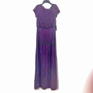 Adrianna Papell Plus Womens 20W Burgundy Embellished Sequin Long Gown NWT CX51 - Picture 1 of 8